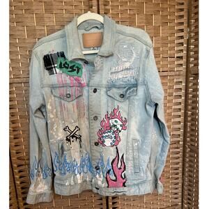 Smoke Rise Denim Lost Skulls Jacket Size MED